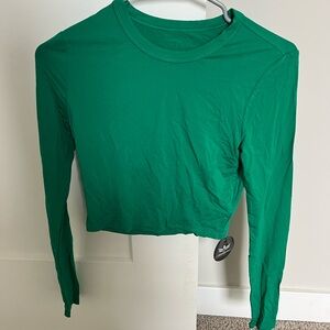 Green Long Sleeve Crop Top